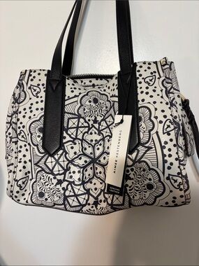 Aimee Kestenberg Busy Bee Double Sided Satchel Print Leather Handbag NWT